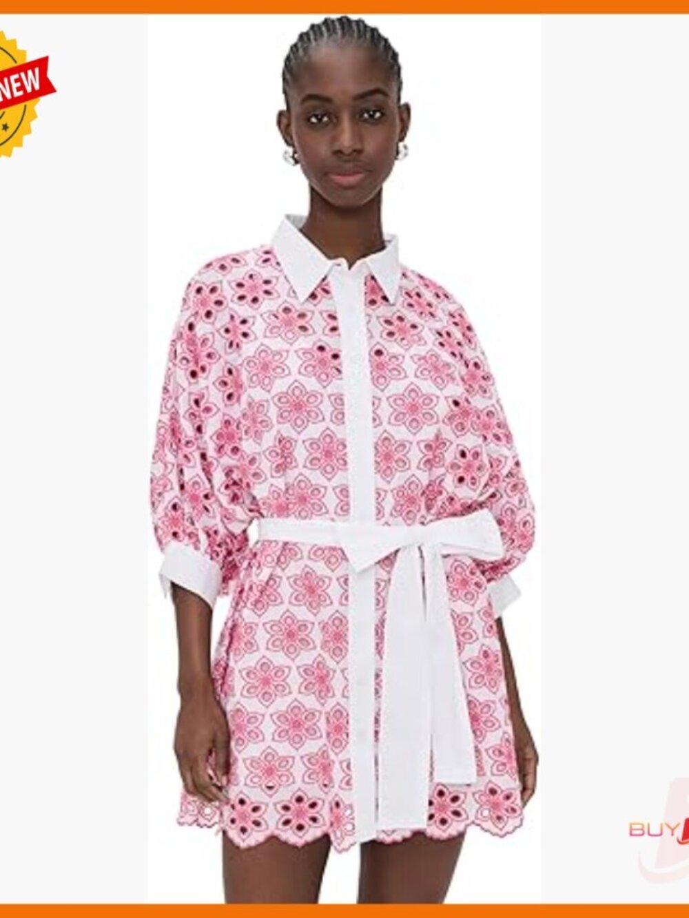 Floral Embroidered Mini Dress with Puff Sleeves and Collar